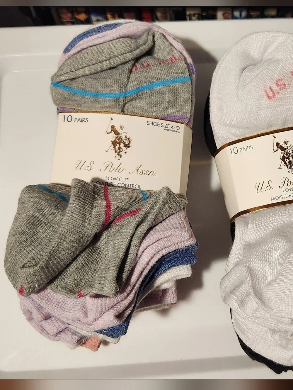 U.S. Polo Assn. Athletic Crew Socks Pack - Black, White, Gray, Blue, Pink